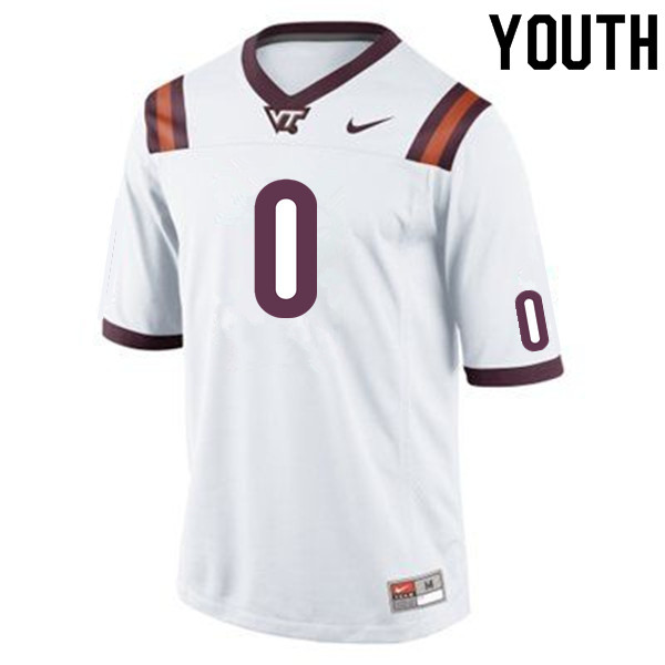 Youth #0 Jalen Holston Virginia Tech Hokies College Football Jerseys Sale-White - Click Image to Close